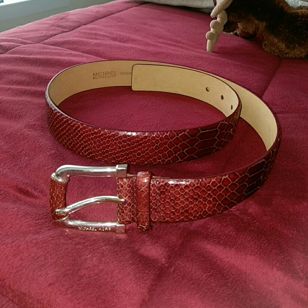 Michael Kors Red Snakeskin Belt